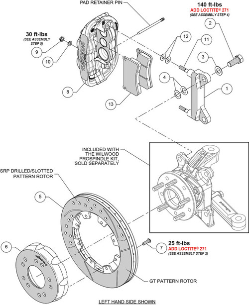 Wilwood kit front XRS6R wwe C10 alum pro spindle 12.19 rotor SRP - 140-18300-D Photo - Primary
