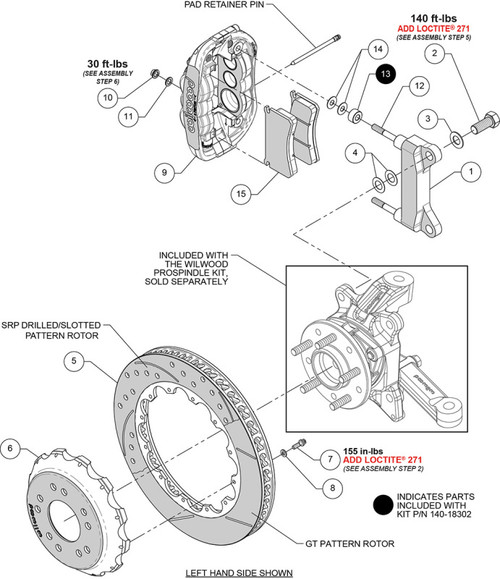 Wilwood kit front XRS6R wwe C10 alum pro spindle 13.06 rotor GT - 140-18301 Photo - Primary