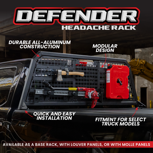 Gen-Y 17+ Ford F250/ F350 Defender 2 Outer Louver Panel for Headache Rack - Black - GH-29201 Photo - lifestyle view