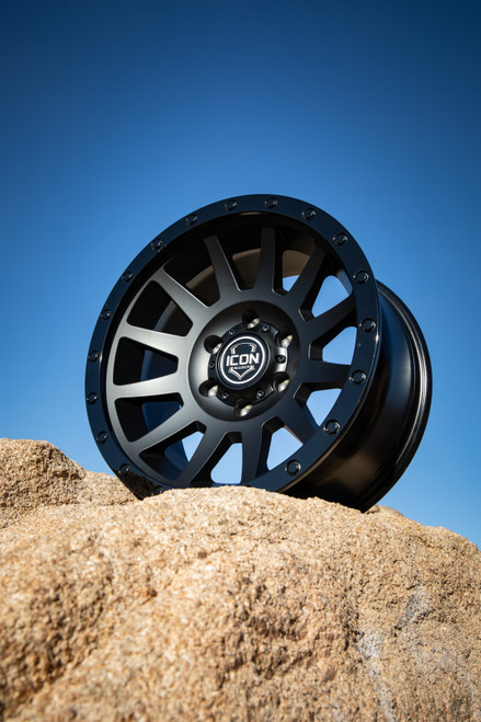 ICON Compression 18x9 / 5x5 / -12mm / 4.5in BS Double Black Wheel - 2018907345DB Photo - lifestyle view