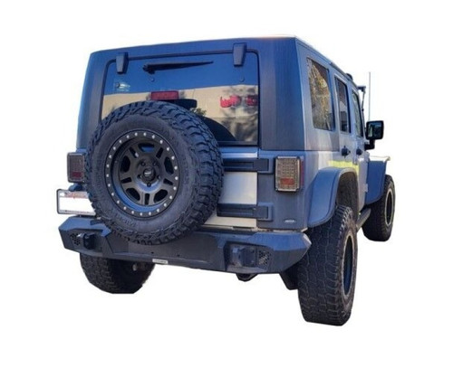 Go Rhino 07-18 Jeep Wrangler JK/JKU Trailline Rear Full Width Bumper - Tex. Blk - 273220T Photo - Mounted