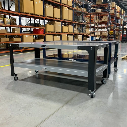 Wehrli Modular Steel Work Bench Top/Shelf Kit - 42in x 72in x .120in Thick (Grey & Raw Steel) - WCF25-4272-120-TBLGR1 Photo - Primary