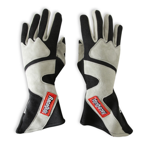 RaceQuip SFI-5 Gray/Black Small Long Angle Cut Glove - 358602RQP Photo - Primary
