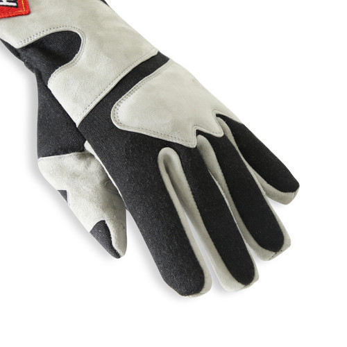 RaceQuip SFI-5 Gray/Black Medium Long Angle Cut Glove - 358603RQP Photo - out of package