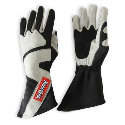 RaceQuip SFI-5 Gray/Black Large Long Angle Cut Glove - 358605RQP Photo - out of package