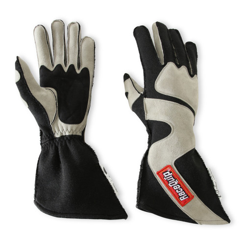 RaceQuip SFI-5 Gray/Black Small Outseam Angle Cut Glove - 359602RQP Photo - out of package