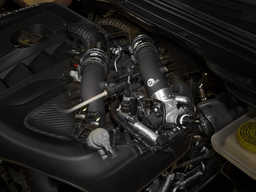 aFe BladeRunner 2-1/4in & 3in Aluminum Hot and Cold Charge Pipe Kit Black RAM 1500 RHO 25-27 L6-3.0L - 46-20794-B Photo - Mounted