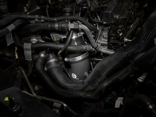 aFe BladeRunner 2-1/4in & 3in Aluminum Hot and Cold Charge Pipe Kit Black RAM 1500 RHO 25-27 L6-3.0L - 46-20794-B Photo - Mounted