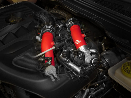 aFe BladeRunner 2-1/4in & 3in Aluminum Hot and Cold Charge Pipe Kit Red RAM 1500 RHO 25-27 L6-3.0L - 46-20794-R Photo - Mounted