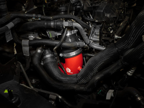aFe BladeRunner 2-1/4in & 3in Aluminum Hot and Cold Charge Pipe Kit Red RAM 1500 RHO 25-27 L6-3.0L - 46-20794-R Photo - Mounted