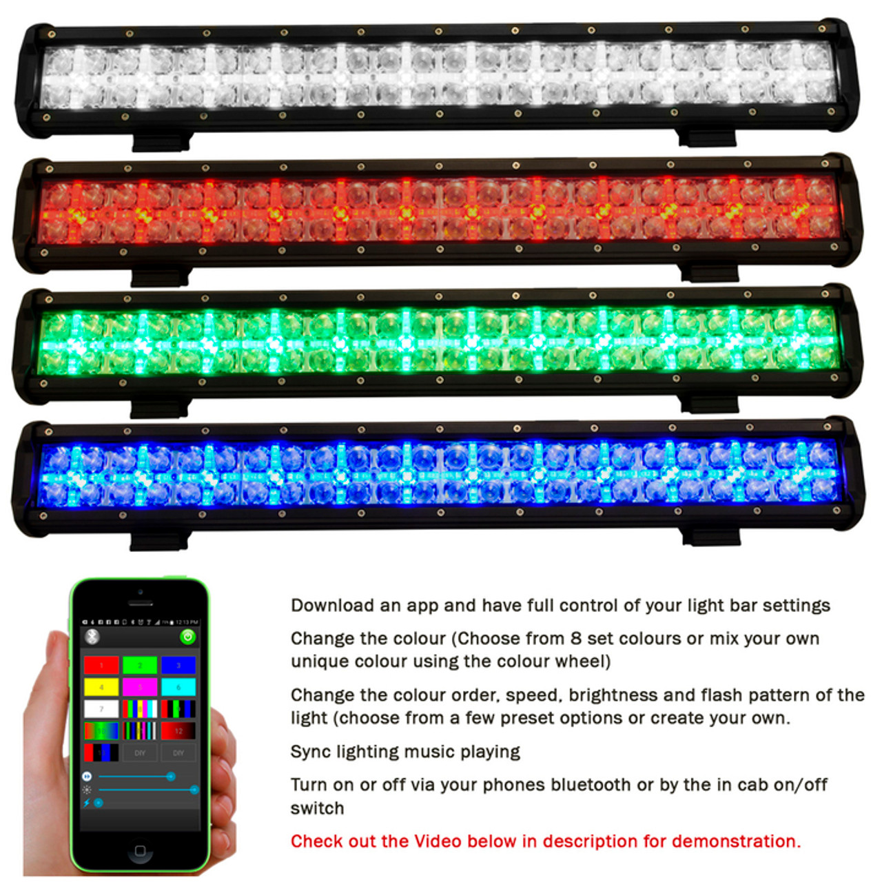 23 Inch Color Change Light Bar - 72 Watt