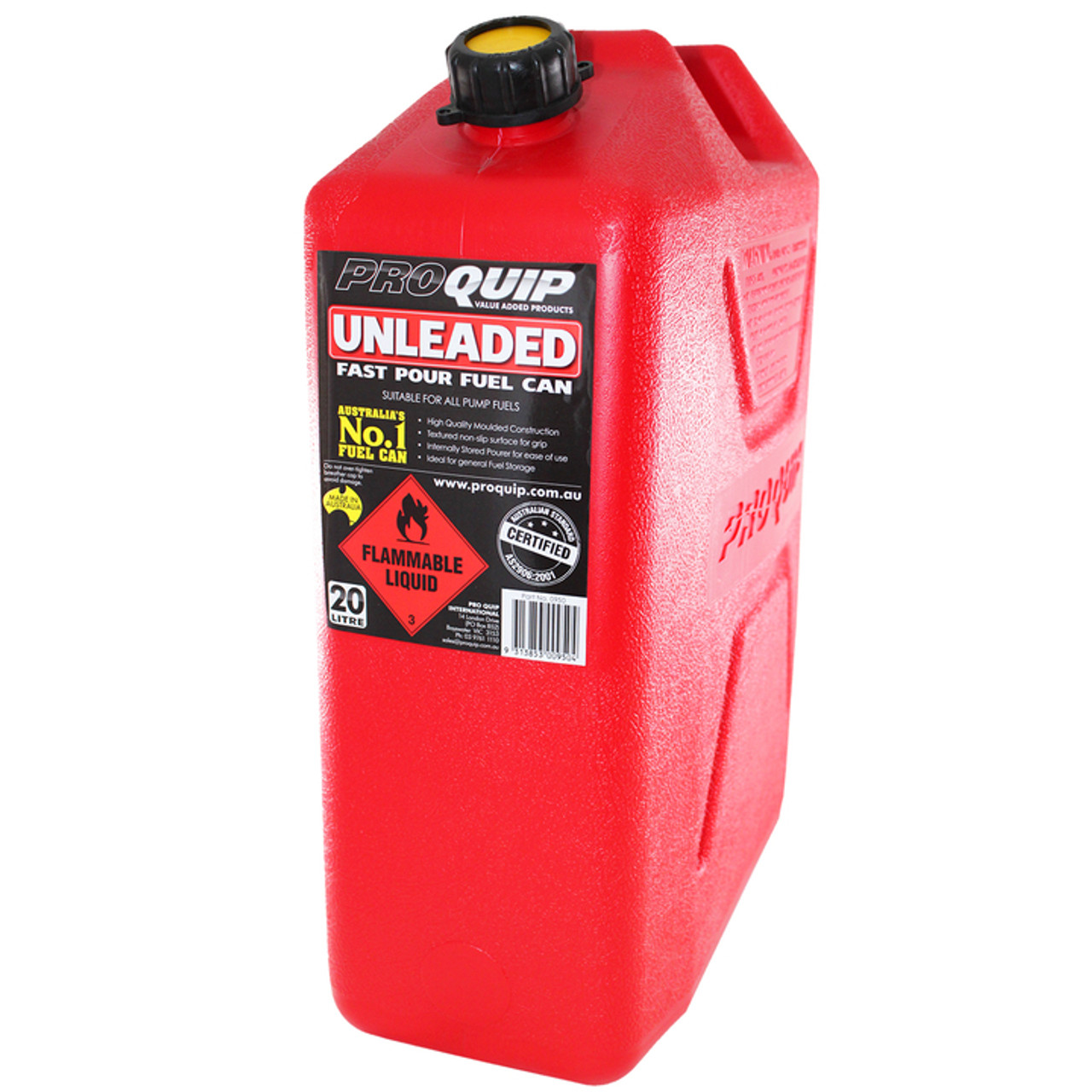 Fuel Can Plastic 20L Unleaded-Red