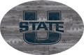 Utah State Aggies 46" Distressed Wood Oval Sign