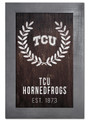 Texas Christian Horned Frogs 11" x 19" Laurel Wreath Framed Sign