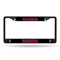 Wisconsin Badgers Black Metal License Plate Frame