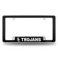 USC Trojans Carbon Fiber Chrome License Plate Frame