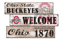 Ohio State Buckeyes Welcome 3 Plank Sign