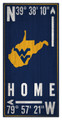 West Virginia Mountaineers 6" x 12" Coordinates Sign