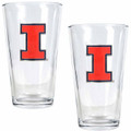 Illinois Fighting Illini College 16 Oz. Pint Glass 2-Piece Set