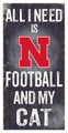 Nebraska Cornhuskers 6" x 12" Football & My Cat Sign