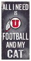 Utah Utes 6" x 12" Football & My Cat Sign
