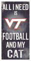 Virginia Tech Hokies 6" x 12" Football & My Cat Sign
