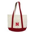 Nebraska Cornhuskers Canvas Tote with Colored Strap