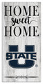 Utah State Aggies Home Sweet Home Whitewashed 6" x 12" Sign