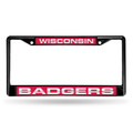 Wisconsin Badgers Black Laser License Plate Frame