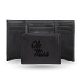Mississippi Rebels Laser Engraved Black Trifold Wallet