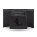 Mississippi Rebels Laser Engraved Black Trifold Wallet
