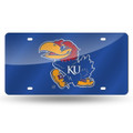 Kansas Jayhawks Royal Laser Cut License Plate