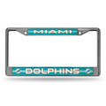 Miami Dolphins Chrome Glitter License Plate Frame