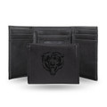 Chicago Bears Laser Engraved Black Trifold Wallet