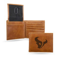 Houston Texans Laser Engraved Brown Billfold Wallet