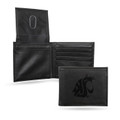 Washington State Cougars Laser Engraved Black Billfold Wallet