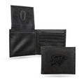 Oklahoma City Thunder Laser Engraved Black Billfold Wallet