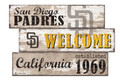 San Diego Padres Welcome 3 Plank Sign