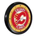 Calgary Flames Ribbed Frame Wall Clock