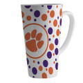 Clemson Tigers 16 oz. White Polka Dot Latte Mug