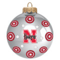 Nebraska Cornhuskers Silver Polka Dot Ornament