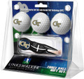 Georgia Tech Yellow Jackets Black Crosshair Divot Tool & 3 Golf Ball Gift Pack