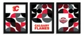 Calgary Flames Minimalist Color Pop 3-Piece Framed Print
