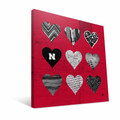 Nebraska Cornhuskers 12" x 12" Hearts Canvas Print
