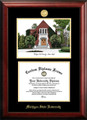 Michigan State Spartans Alumni Chapel Gold Embossed Diploma Frame With CampImages Lithograph