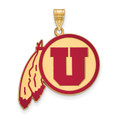 Utah Utes Logo Art Sterling Silver Gold Plated Extra Large Pendant