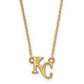 Kansas City Royals MLB Logo Art Sterling Silver Gold Plated Small Pendant Necklace
