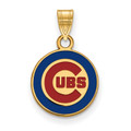Chicago Cubs MLB Logo Art Sterling Silver Gold Plated Small Pendant