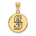 Seattle Mariners Logo Art Sterling Silver Gold Plated Medium Pendant