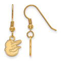 Baltimore Orioles MLB Sterling Silver Gold Plated Extra Small Dangle Earrings